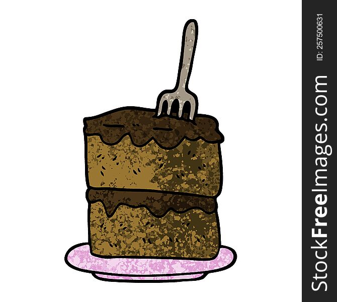 grunge textured illustration cartoon slice of cake