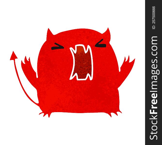 retro cartoon illustration of a cute kawaii devil. retro cartoon illustration of a cute kawaii devil