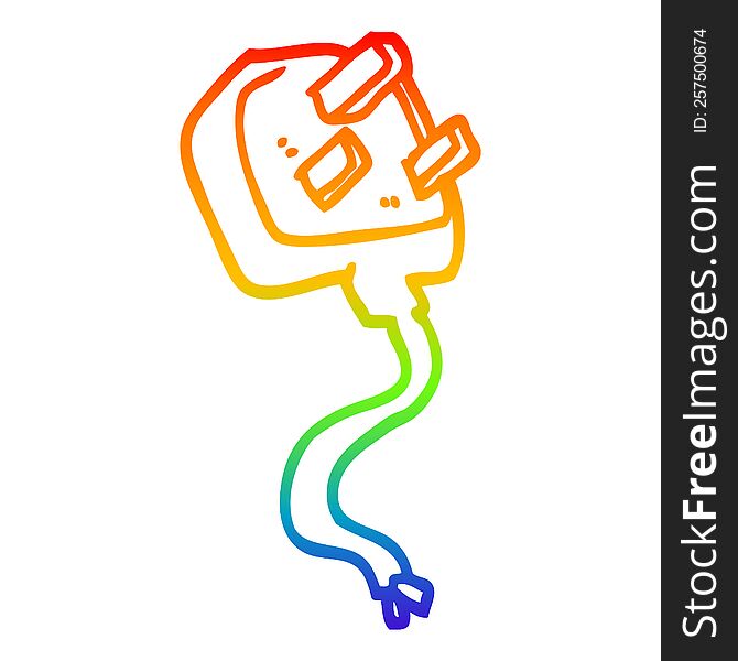 rainbow gradient line drawing of a cartoon british plug