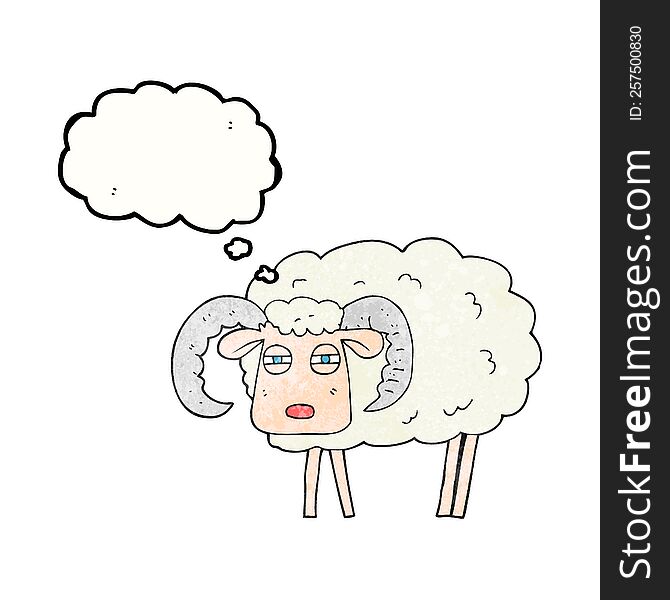 freehand drawn thought bubble textured cartoon ram