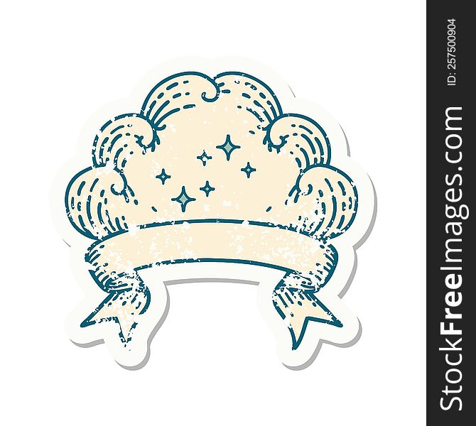 Grunge Sticker With Banner Of A Cloud