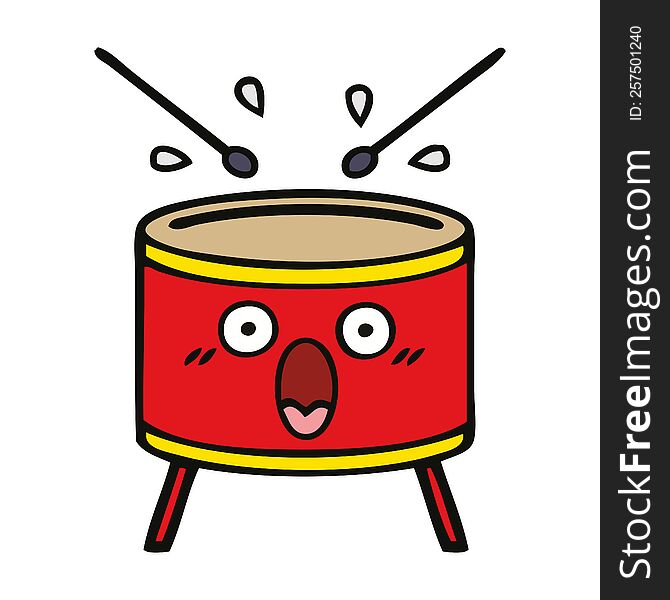 cute cartoon of a drum. cute cartoon of a drum