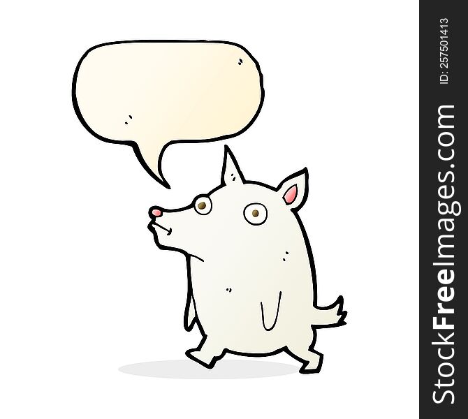 Cartoon Funny Little Dog With Speech Bubble