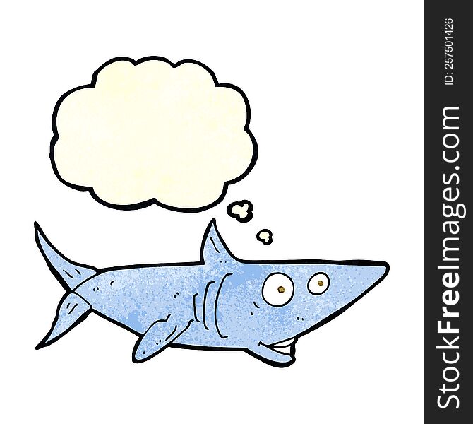 cartoon happy shark with thought bubble