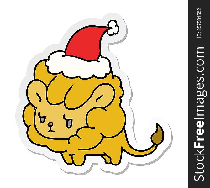 Christmas Sticker Cartoon Of Kawaii Lion