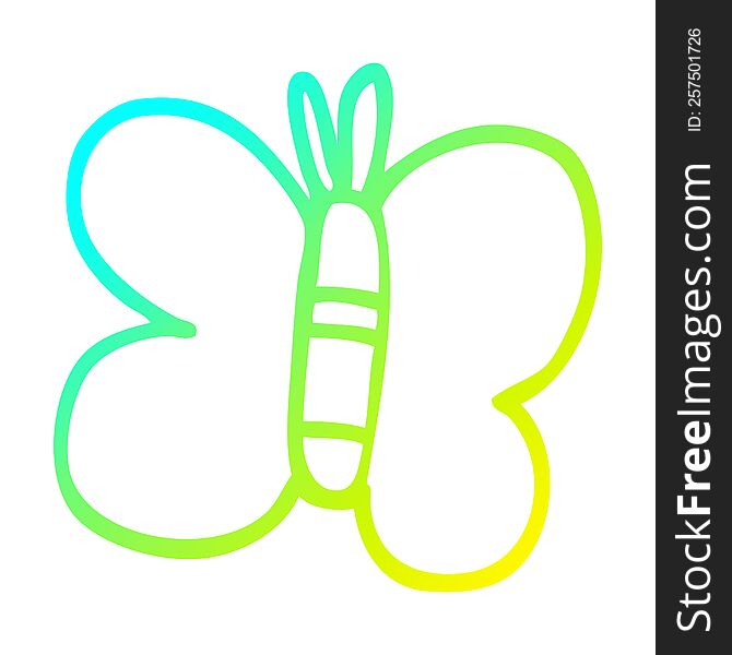 Cold Gradient Line Drawing Cartoon Butterfly