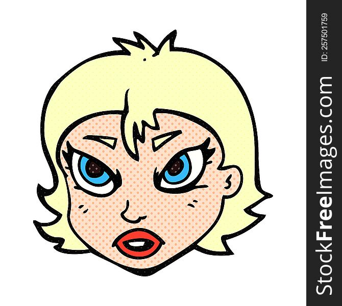 Cartoon Angry Female Face