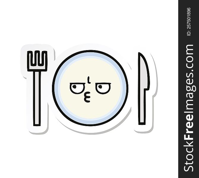 sticker of a cute cartoon dinner plate