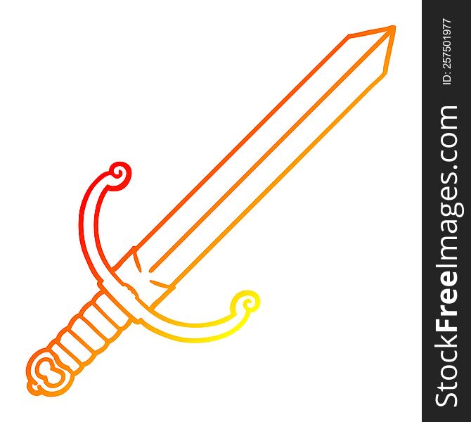 Warm Gradient Line Drawing Cartoon Sword