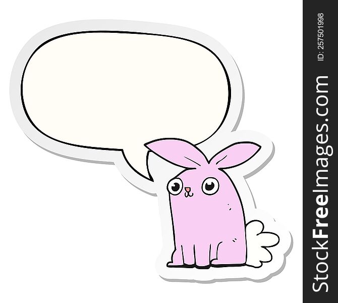 Cartoon Bunny Rabbit And Speech Bubble Sticker