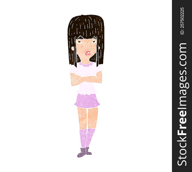 cartoon girl with crossed arms