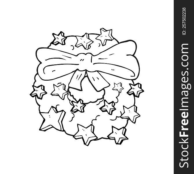 Black And White Cartoon Christmas Wreath