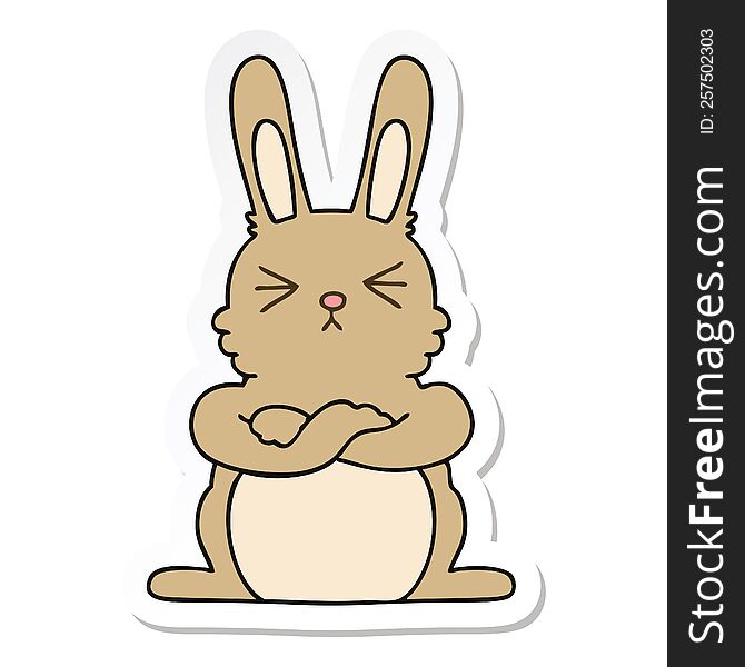 sticker of a quirky hand drawn cartoon rabbit