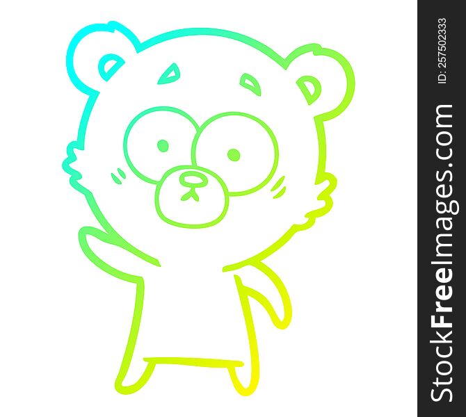 Cold Gradient Line Drawing Worried Bear Cartoon