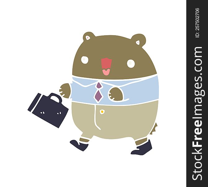 Cute Flat Color Style Cartoon Business Bear