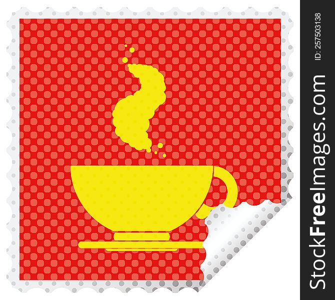 Coffee Cup Square Peeling Sticker