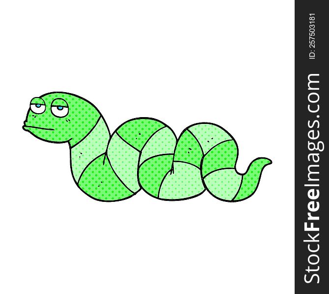 freehand drawn comic book style cartoon bored snake