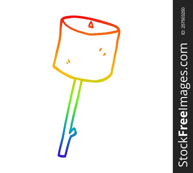 rainbow gradient line drawing of a cartoon toasted marshmallow