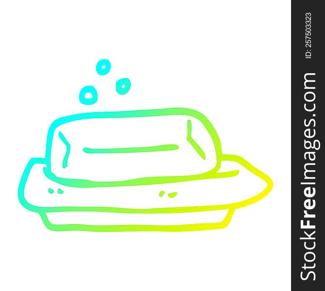cold gradient line drawing of a cartoon soap and dish
