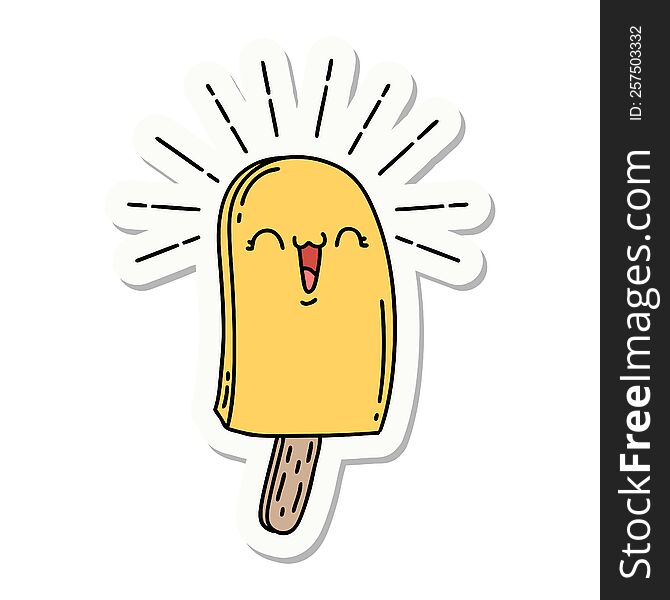 sticker of a tattoo style ice lolly
