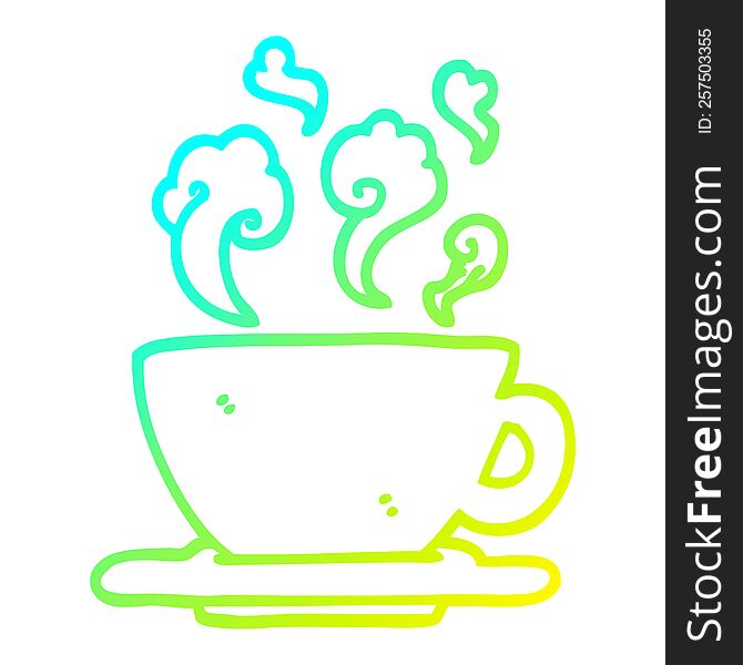 Cold Gradient Line Drawing Cartoon Cup Of Hot Coffee