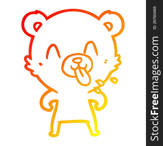 Warm Gradient Line Drawing Rude Cartoon Bear