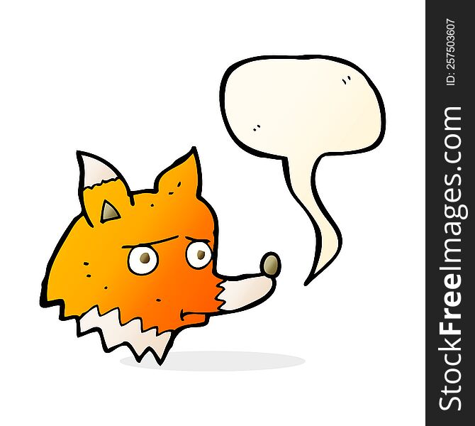 cartoon unhappy fox with speech bubble