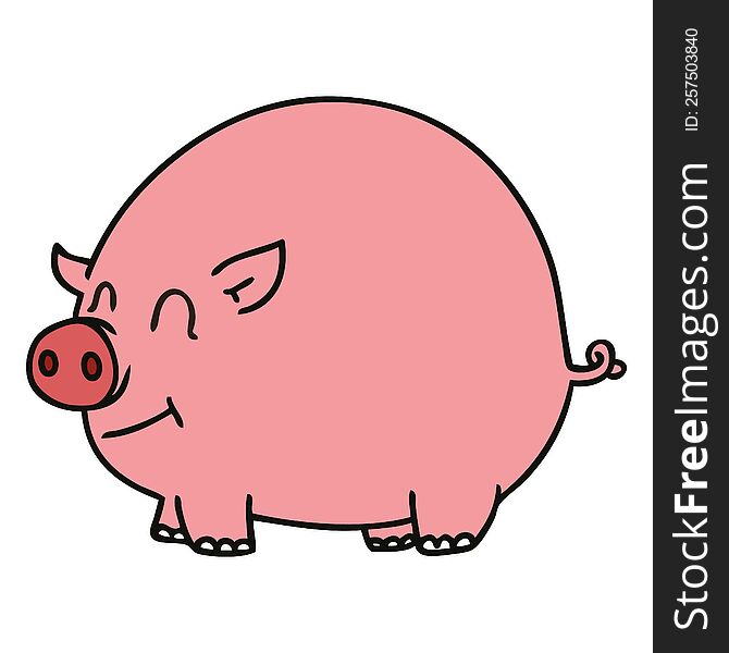 hand drawn quirky cartoon pig. hand drawn quirky cartoon pig