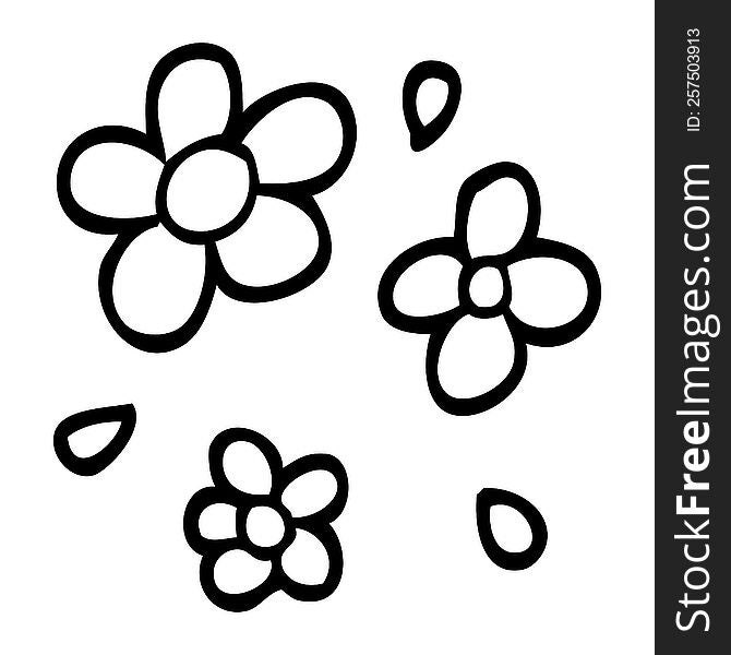 Line Drawing Cartoon Decorative Flowers