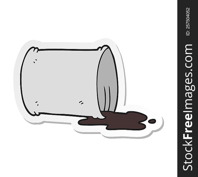 sticker of a cartoon spilled oil drum