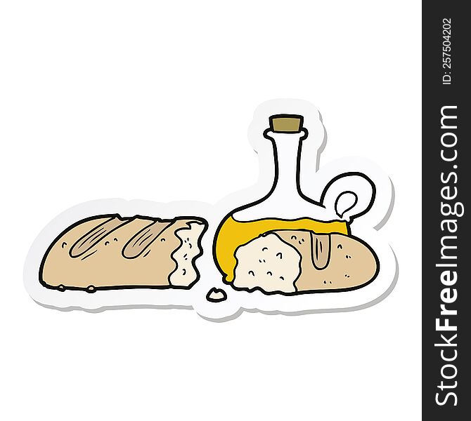 sticker of a bread and oil cartoon