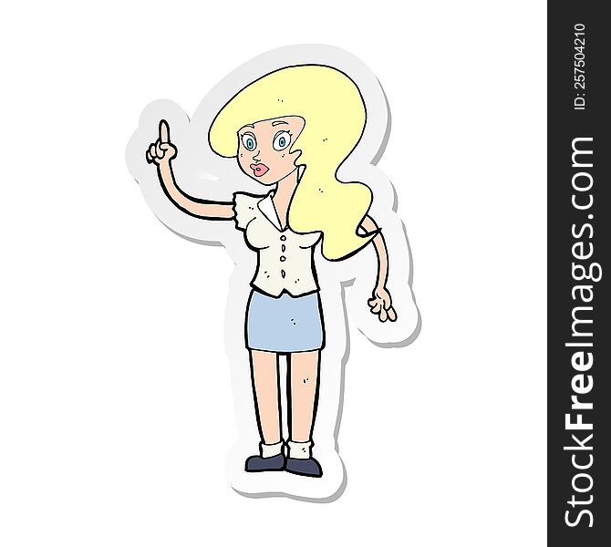 Sticker Of A Cartoon Pretty Woman With Idea