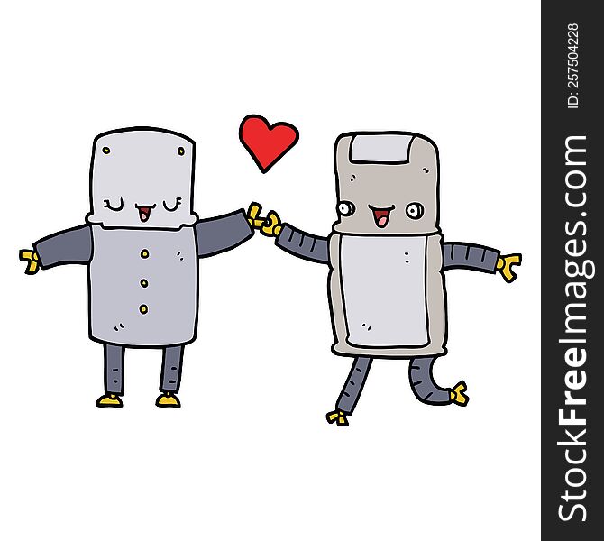 Cartoon Robots In Love