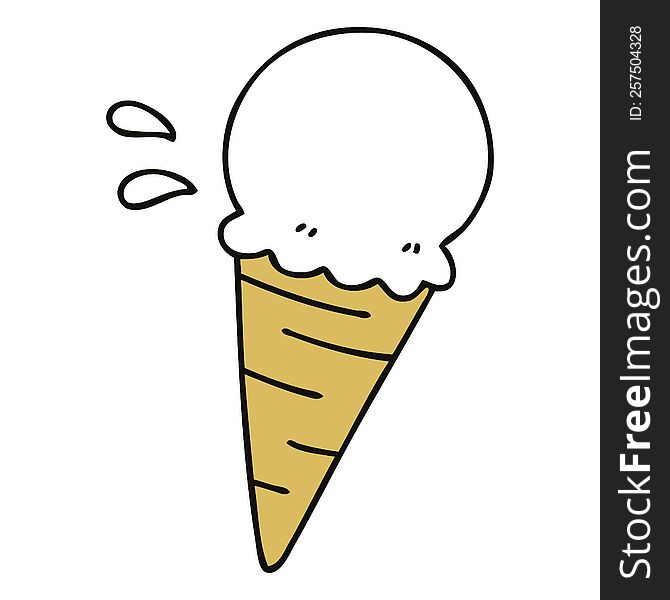 Quirky Hand Drawn Cartoon Vanilla Ice Cream