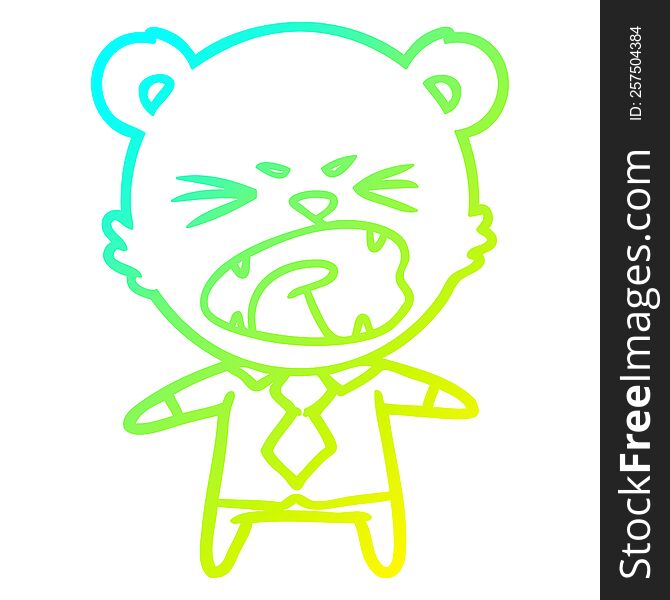 cold gradient line drawing of a angry cartoon bear
