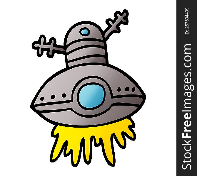 Cartoon Doodle Alien Spaceship