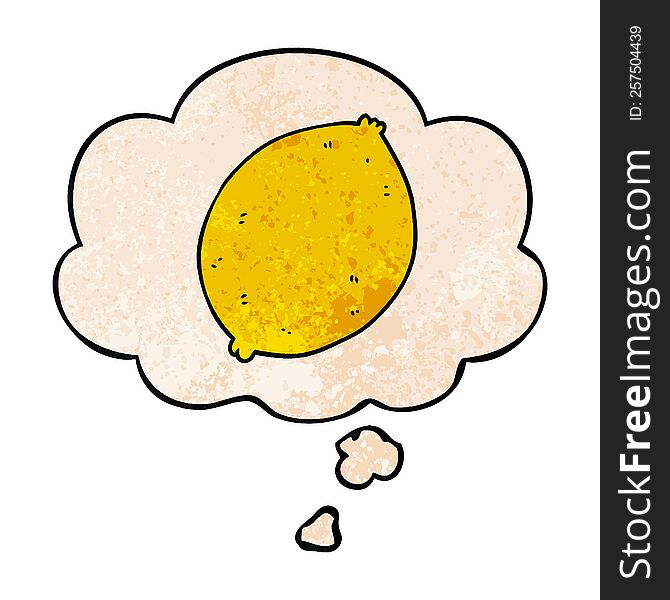 cartoon lemon with thought bubble in grunge texture style. cartoon lemon with thought bubble in grunge texture style