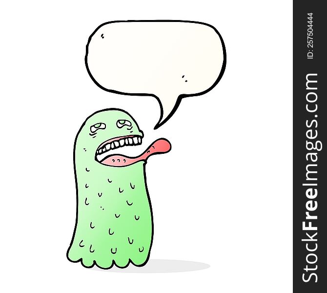 Cartoon Funny Ghost With Speech Bubble