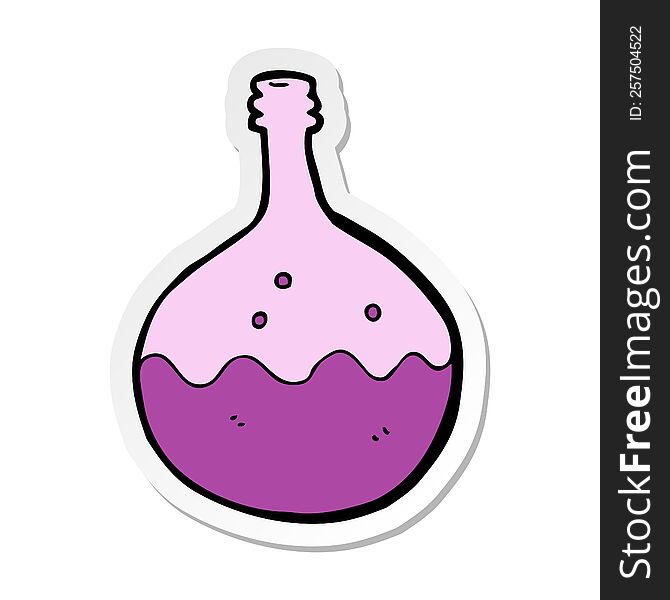 Sticker Of A Cartoon Bubbling Chemicals