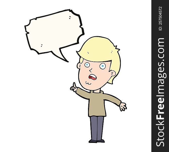 Cartoon Man Asking Question With Speech Bubble