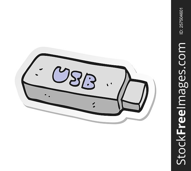 sticker of a cartoon USB stick