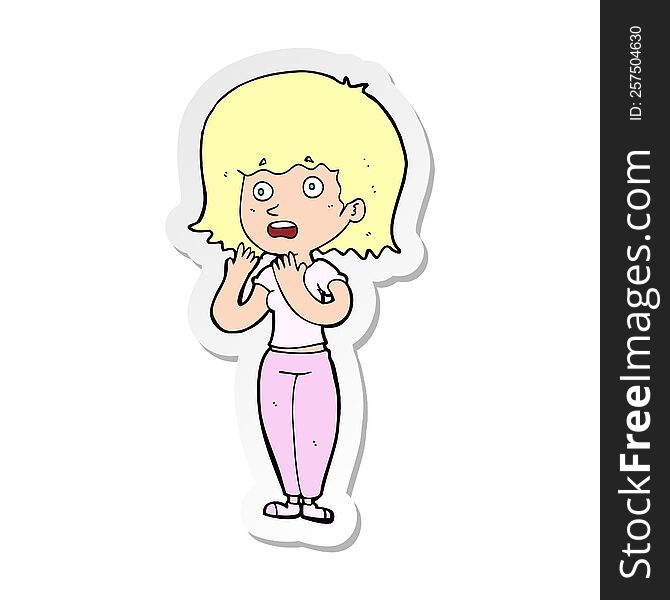 Sticker Of A Cartoon Shocked Woman