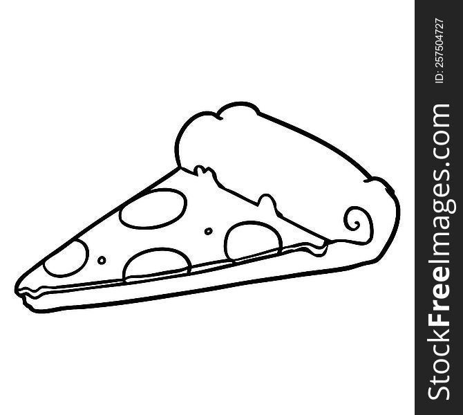 line drawing of a slice of pizza. line drawing of a slice of pizza