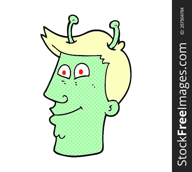 freehand drawn cartoon alien man