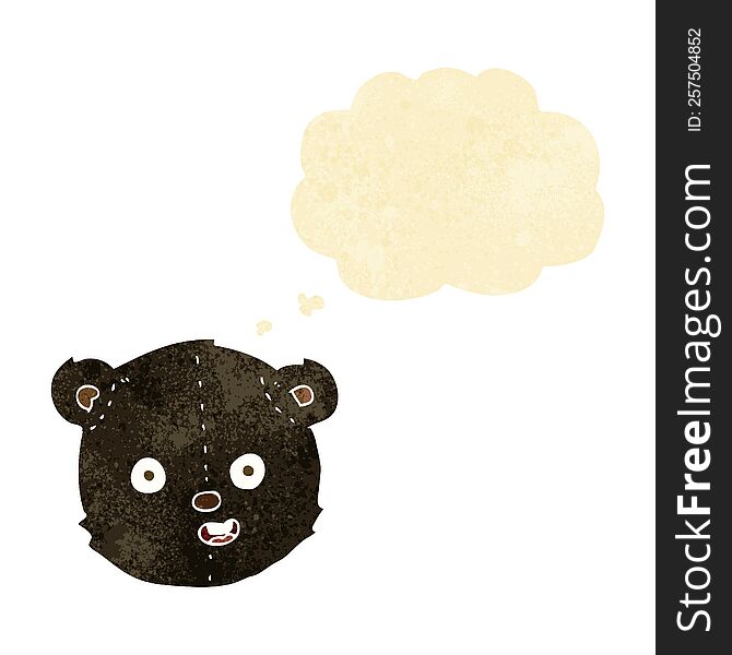 Cartoon Black Teddy Bear Head With Thought Bubble