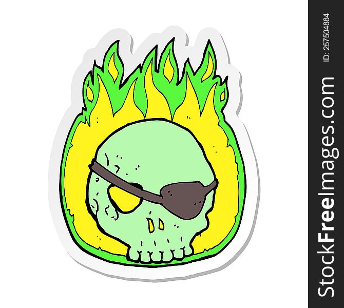 sticker of a cartoon skull with eye patch