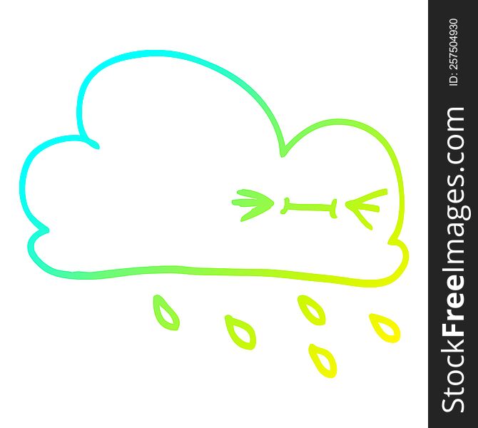 Cold Gradient Line Drawing Cartoon Expressive Weather Cloud