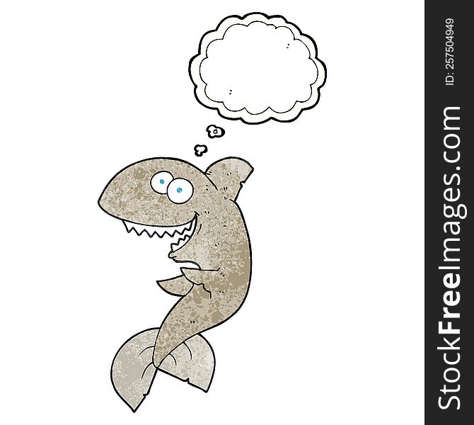 freehand drawn thought bubble textured cartoon shark