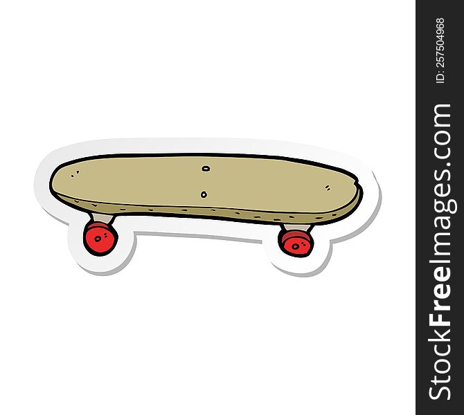 Sticker Of A Cartoon Skateboard
