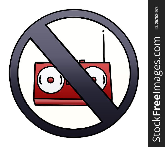gradient shaded cartoon of a no radio allowed sign